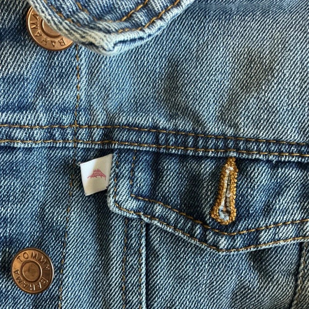 Tommy Bahama Girls Denim‎ Jacket Size 8 Distressed Blue Jean Trucker KJK1030S